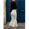 image:imageGORGLITTER Womens Ruffle Bodycon Maxi Skirts Fishtail High Waisted Pencil Long Going Out SkirtsBlack and White Polka
