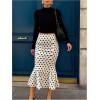 image:imageGORGLITTER Womens Ruffle Bodycon Maxi Skirts Fishtail High Waisted Pencil Long Going Out SkirtsBlack and White Polka