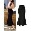image:imageGORGLITTER Womens Ruffle Bodycon Maxi Skirts Fishtail High Waisted Pencil Long Going Out SkirtsSolid Black