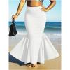 image:imageGORGLITTER Womens Ruffle Bodycon Maxi Skirts Fishtail High Waisted Pencil Long Going Out SkirtsWhite
