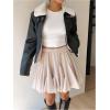 image:imageGORGLITTER Womens Ruffle Flowy Mini Skirts Casual High Waisted Flared Pleated Skater Skirt