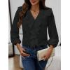 image:imageGORGLITTER Womens Ruffled Top Blouses Dressy Business Casual Button Up Long Sleeve V Neck Shirts Work Office OutfitsBlack