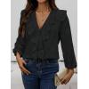 image:imageGORGLITTER Womens Ruffled Top Blouses Dressy Business Casual Button Up Long Sleeve V Neck Shirts Work Office OutfitsBlack