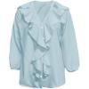 image:imageGORGLITTER Womens Ruffled Top Blouses Dressy Business Casual Button Up Long Sleeve V Neck Shirts Work Office OutfitsBlue