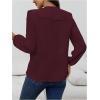 image:imageGORGLITTER Womens Ruffled Top Blouses Dressy Business Casual Button Up Long Sleeve V Neck Shirts Work Office OutfitsBurgundy