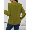 image:imageGORGLITTER Womens Ruffled Top Blouses Dressy Business Casual Button Up Long Sleeve V Neck Shirts Work Office OutfitsGreen