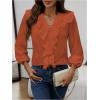 image:imageGORGLITTER Womens Ruffled Top Blouses Dressy Business Casual Button Up Long Sleeve V Neck Shirts Work Office OutfitsOrange