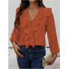 image:imageGORGLITTER Womens Ruffled Top Blouses Dressy Business Casual Button Up Long Sleeve V Neck Shirts Work Office OutfitsOrange