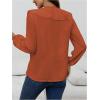 image:imageGORGLITTER Womens Ruffled Top Blouses Dressy Business Casual Button Up Long Sleeve V Neck Shirts Work Office OutfitsOrange