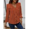 image:imageGORGLITTER Womens Ruffled Top Blouses Dressy Business Casual Button Up Long Sleeve V Neck Shirts Work Office OutfitsOrange