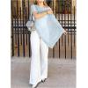 image:imageGORGLITTER Womens Sheer Poncho Shawl Bat Wing Cape Tops Crochet Cover Up Lightweight Sweater Spring Summer Outfits 2026Blue