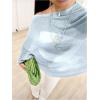 image:imageGORGLITTER Womens Sheer Poncho Shawl Bat Wing Cape Tops Crochet Cover Up Lightweight Sweater Spring Summer Outfits 2026Blue