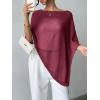 image:imageGORGLITTER Womens Sheer Poncho Shawl Bat Wing Cape Tops Crochet Cover Up Lightweight Sweater Spring Summer Outfits 2026Red