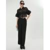 image:imageGORGLITTER Womens Sheer Puff Sleeve Tops Blouse Dressy Casual Y2K Mesh Cropped Button Down Shirt Concert Going Out TopBlack