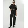 image:imageGORGLITTER Womens Sheer Puff Sleeve Tops Blouse Dressy Casual Y2K Mesh Cropped Button Down Shirt Concert Going Out TopBlack