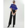 image:imageGORGLITTER Womens Sheer Puff Sleeve Tops Blouse Dressy Casual Y2K Mesh Cropped Button Down Shirt Concert Going Out TopRoyal Blue