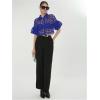 image:imageGORGLITTER Womens Sheer Puff Sleeve Tops Blouse Dressy Casual Y2K Mesh Cropped Button Down Shirt Concert Going Out TopRoyal Blue