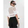 image:imageGORGLITTER Womens Sheer Puff Sleeve Tops Blouse Dressy Casual Y2K Mesh Cropped Button Down Shirt Concert Going Out TopWhite