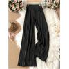 image:imageGORGLITTER Womens Silk Satin Wide Leg Pants Dressy Flowy Pleated Trousers Business Casual Work Palazzo Pants CasualBlack Pleated