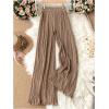 image:imageGORGLITTER Womens Silk Satin Wide Leg Pants Dressy Flowy Pleated Trousers Business Casual Work Palazzo Pants CasualBrown