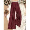 image:imageGORGLITTER Womens Silk Satin Wide Leg Pants Dressy Flowy Pleated Trousers Business Casual Work Palazzo Pants CasualRed Violet