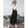 image:imageGORGLITTER Womens Split Ribbed Knit Bodycon Maxi Skirt High Waisted Side Slit Pencil Long Skirts Summer Trendy 2025Black