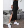 image:imageGORGLITTER Womens Split Ribbed Knit Bodycon Maxi Skirt High Waisted Side Slit Pencil Long Skirts Summer Trendy 2025Black