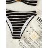 image:imageGORGLITTER Womens Strapless Bandeau Swimsuit High Waisted Thong Textured Bikini Set Bathing SuitBlack Striped