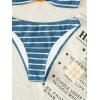 image:imageGORGLITTER Womens Strapless Bandeau Swimsuit High Waisted Thong Textured Bikini Set Bathing SuitBlue Striped