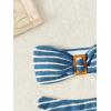 image:imageGORGLITTER Womens Strapless Bandeau Swimsuit High Waisted Thong Textured Bikini Set Bathing SuitBlue Striped