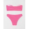 image:imageGORGLITTER Womens Strapless Bandeau Swimsuit High Waisted Thong Textured Bikini Set Bathing SuitHot Pink a