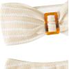 image:imageGORGLITTER Womens Strapless Bandeau Swimsuit High Waisted Thong Textured Bikini Set Bathing SuitKhaki