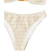image:imageGORGLITTER Womens Strapless Bandeau Swimsuit High Waisted Thong Textured Bikini Set Bathing SuitKhaki