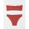 image:imageGORGLITTER Womens Strapless Bandeau Swimsuit High Waisted Thong Textured Bikini Set Bathing SuitRed Striped