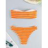 image:imageGORGLITTER Womens Strapless Bandeau Swimsuit High Waisted Thong Textured Bikini Set Bathing SuitSolid Orange