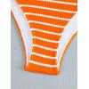 image:imageGORGLITTER Womens Strapless Bandeau Swimsuit High Waisted Thong Textured Bikini Set Bathing SuitSolid Orange