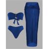 image:imageGORGLITTER Womens Strapless Bandeau Swimsuits High Waisted Bikini Sets with Beach Sarong Coverup Skirts Bathing SuitsBlue