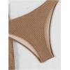 image:imageGORGLITTER Womens Strapless Bandeau Swimsuits High Waisted Cheeky Metal Bikini Sets with Bathing Suit Cover Up SkirtsBrown