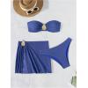 image:imageGORGLITTER Womens Strapless Bandeau Swimsuits High Waisted Cheeky Metal Bikini Sets with Bathing Suit Cover Up SkirtsRoyal Blue