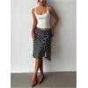 image:imageGORGLITTER Womens Striped Asymmetrical Draped Midi Skirts Low Waist Flowy Business Casual Work Ruffle SkirtBlack and White