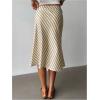 image:imageGORGLITTER Womens Striped Asymmetrical Draped Midi Skirts Low Waist Flowy Business Casual Work Ruffle SkirtYellow