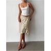 image:imageGORGLITTER Womens Striped Asymmetrical Draped Midi Skirts Low Waist Flowy Business Casual Work Ruffle SkirtYellow