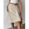 image:imageGORGLITTER Womens Striped Asymmetrical Draped Midi Skirts Low Waist Flowy Business Casual Work Ruffle SkirtYellow