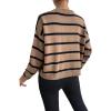 image:imageGORGLITTER Womens Striped Drop Shoulder Sweater Oversized Crew Neck Knit Sweaters Pullover TopKhaki