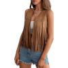 image:imageGORGLITTER Womens Tassel Fringe Sleeveless Vest Suede 70s Hippie Cowgirl Country Concert Western Jacket OutfitsBrown