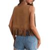 image:imageGORGLITTER Womens Tassel Fringe Sleeveless Vest Suede 70s Hippie Cowgirl Country Concert Western Jacket OutfitsBrown