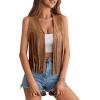 image:imageGORGLITTER Womens Tassel Fringe Sleeveless Vest Suede 70s Hippie Cowgirl Country Concert Western Jacket OutfitsBrown