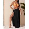 image:imageGORGLITTER Womens Tie Beach Skirt Cover Up Wrap Skirt Sarong Swimwear Long Swimsuit CoverupBlack