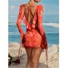 image:imageGORGLITTER Womens Tie Dye Ruffle Bikini Cover Up Open Back Beach Summer Vacation CoverupsRed
