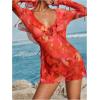 image:imageGORGLITTER Womens Tie Dye Ruffle Bikini Cover Up Open Back Beach Summer Vacation CoverupsRed